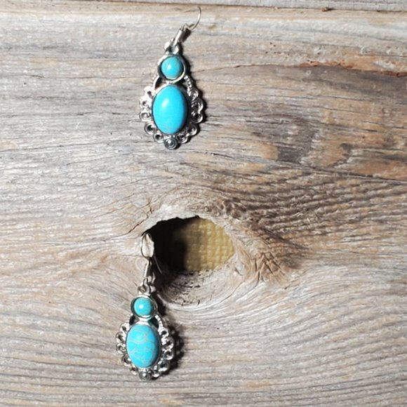 Itzel Genuine Turquoise & Sterling Silver Earrings. - Picture 6 of 8